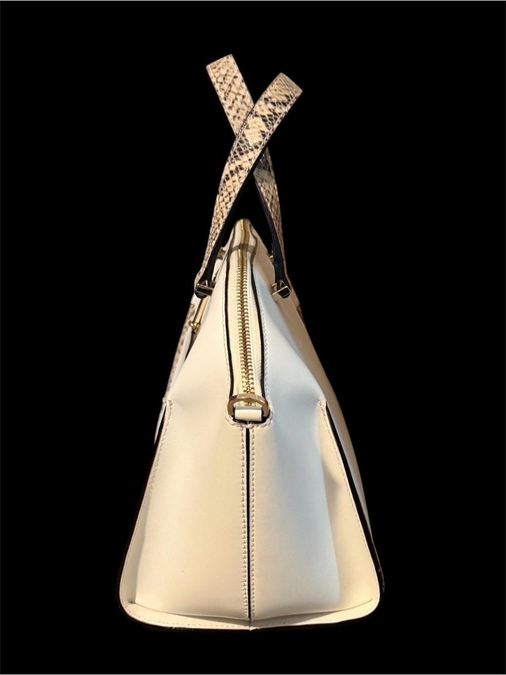 Kate Spade Cream Satchel with Snake-Print Trim and Gold Hardware - Picture 6 of 11